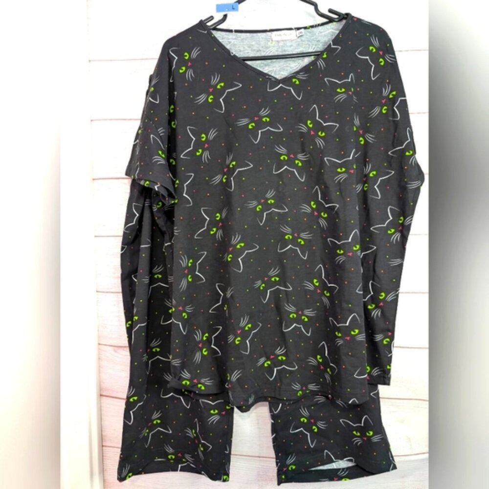 Nwot Enjoynight Plus Size Black Cat 🐈‍⬛🖤 Pajamas Size 2X